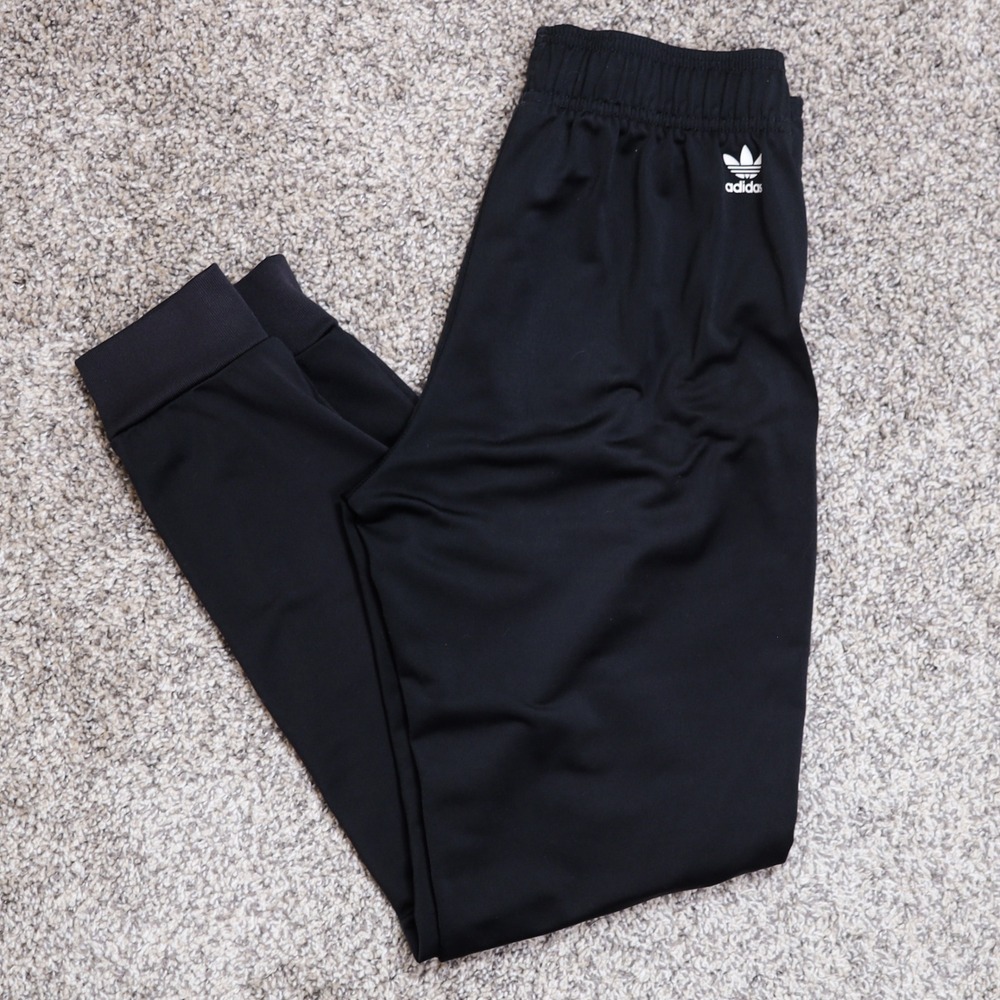Adidas Kids Black Adicolor Track Pants Shattered Trefoil Tapered Joggers 13-14Y